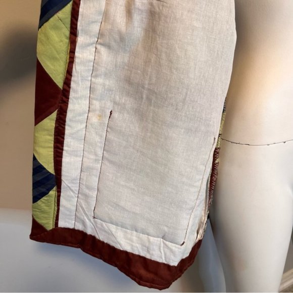 Handmade Lightweight Yellow, Burgundy and Blue Patchwork Jacket One Size - Picture 8 of 8